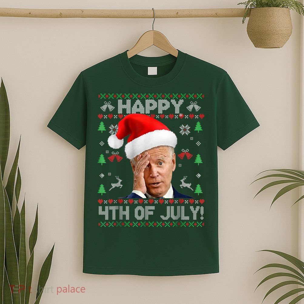 Santa Joe Biden Happy 4th Of July Funny Political Ugly Christmas Sweater T-Shirt