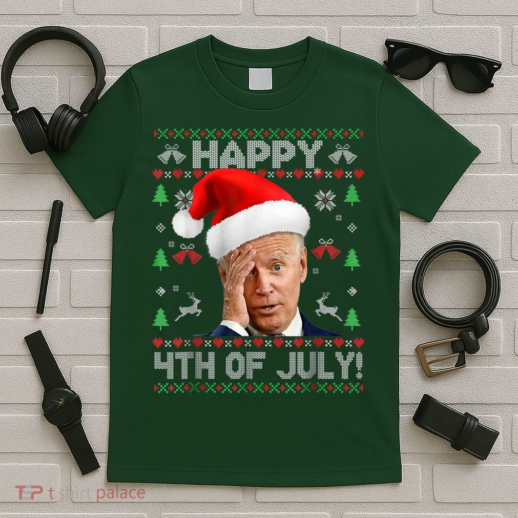 Santa Joe Biden Happy 4th Of July Funny Political Ugly Christmas Sweater T-Shirt