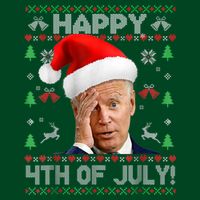 Santa Joe Biden Happy 4th Of July Funny Political Ugly Christmas Sweater Cooling Performance Long Sleeve Crew