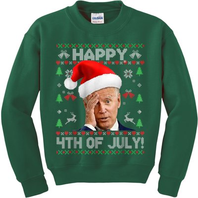 Santa Joe Biden Happy 4th Of July Funny Political Ugly Christmas Sweater Kids Sweatshirt