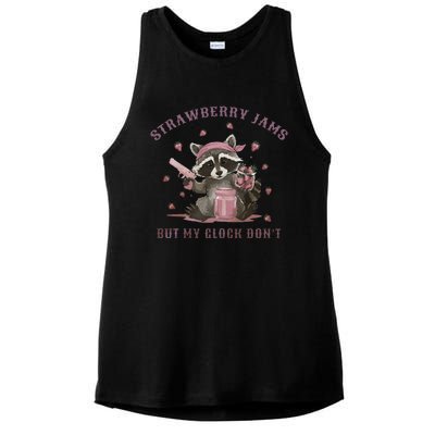 Strawberry Jams But My Dont Funny Raccoon Ladies PosiCharge Tri-Blend Wicking Tank