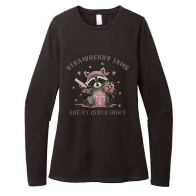 Strawberry Jams But My Dont Funny Raccoon Womens CVC Long Sleeve Shirt