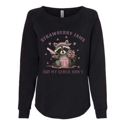 Strawberry Jams But My Dont Funny Raccoon Womens California Wash Sweatshirt