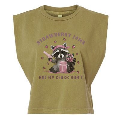 Strawberry Jams But My Dont Funny Raccoon Garment-Dyed Women's Muscle Tee