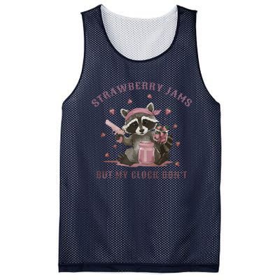 Strawberry Jams But My Dont Funny Raccoon Mesh Reversible Basketball Jersey Tank