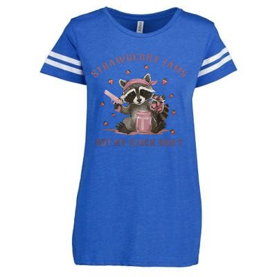 Strawberry Jams But My Dont Funny Raccoon Enza Ladies Jersey Football T-Shirt