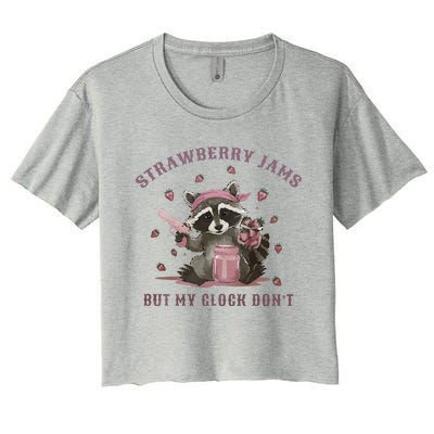 Strawberry Jams But My Dont Funny Raccoon Women's Crop Top Tee