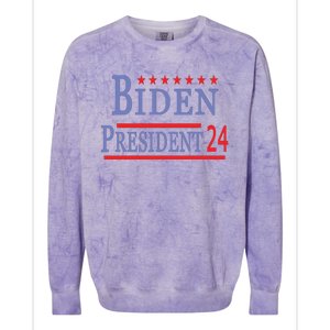 Support Joe Biden For President 2024 Presidential Election Long Sleeve Colorblast Crewneck Sweatshirt