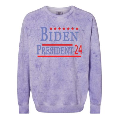 Support Joe Biden For President 2024 Presidential Election Long Sleeve Colorblast Crewneck Sweatshirt