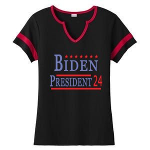 Support Joe Biden For President 2024 Presidential Election Long Sleeve Ladies Halftime Notch Neck Tee