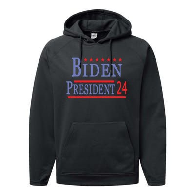 Support Joe Biden For President 2024 Presidential Election Long Sleeve Performance Fleece Hoodie