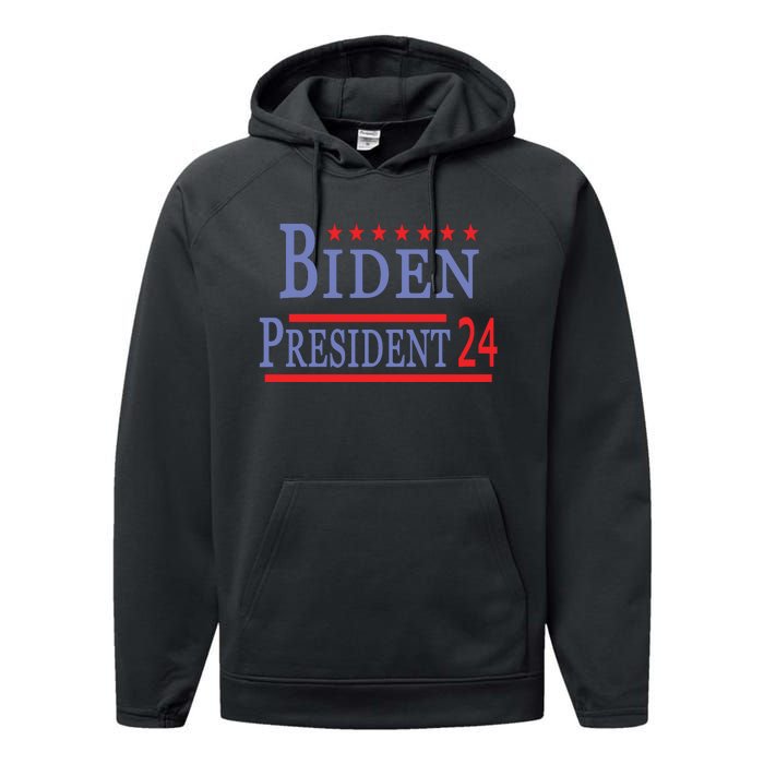 Support Joe Biden For President 2024 Presidential Election Long Sleeve Performance Fleece Hoodie