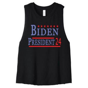 Support Joe Biden For President 2024 Presidential Election Long Sleeve Women's Racerback Cropped Tank