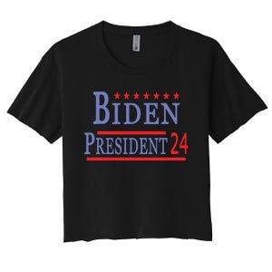 Support Joe Biden For President 2024 Presidential Election Long Sleeve Women's Crop Top Tee