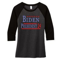 Support Joe Biden For President 2024 Presidential Election Long Sleeve Women's Tri-Blend 3/4-Sleeve Raglan Shirt