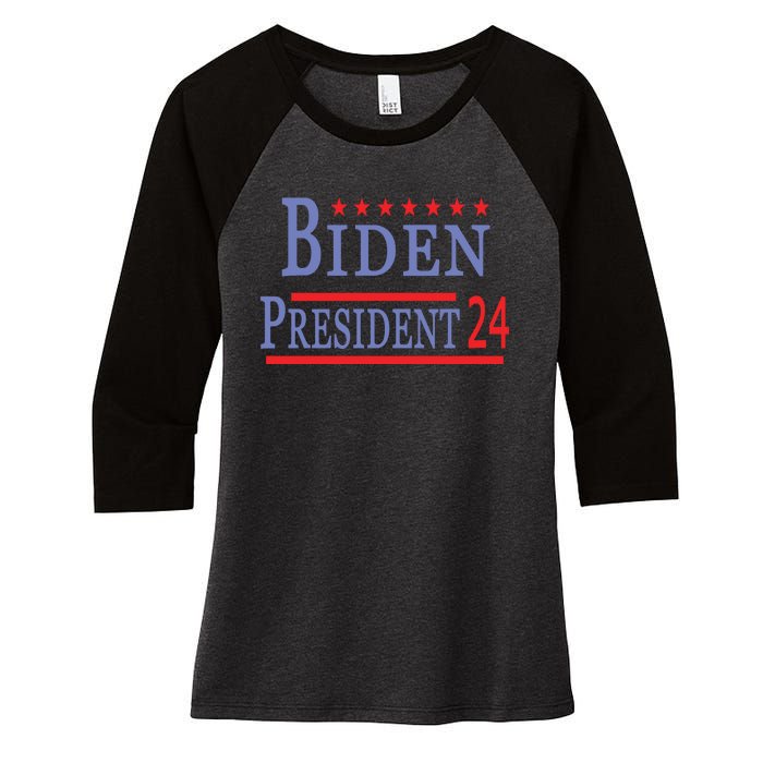 Support Joe Biden For President 2024 Presidential Election Long Sleeve Women's Tri-Blend 3/4-Sleeve Raglan Shirt