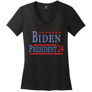 Support Joe Biden For President 2024 Presidential Election Long Sleeve Women's V-Neck T-Shirt