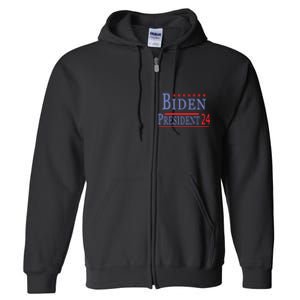 Support Joe Biden For President 2024 Presidential Election Long Sleeve Full Zip Hoodie