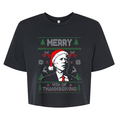 Santa Joe Biden Merry Thanksgiving Ugly Christmas Bella+Canvas Jersey Crop Tee