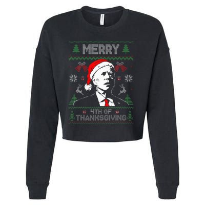 Santa Joe Biden Merry Thanksgiving Ugly Christmas Cropped Pullover Crew