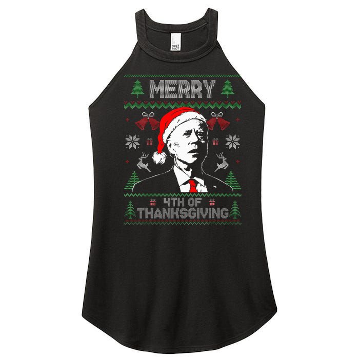 Santa Joe Biden Merry Thanksgiving Ugly Christmas Women’s Perfect Tri Rocker Tank