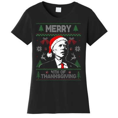 Santa Joe Biden Merry Thanksgiving Ugly Christmas Women's T-Shirt