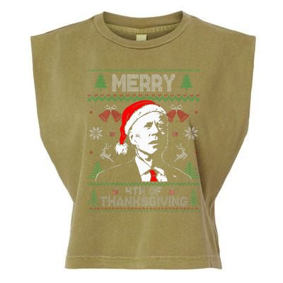 Santa Joe Biden Merry Thanksgiving Ugly Christmas Garment-Dyed Women's Muscle Tee