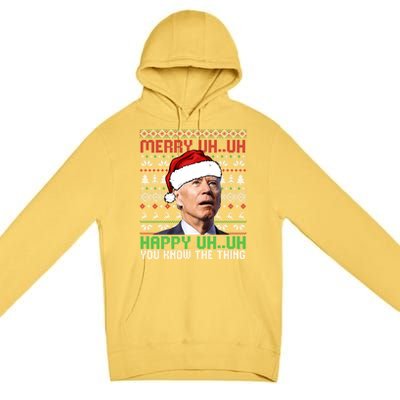 Santa Joe Biden Merry Uh Uh Christmas Ugly Sweater Gift Premium Pullover Hoodie