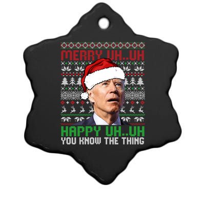 Santa Joe Biden Merry Uh Uh Christmas Ugly Sweater Gift Ceramic Star Ornament