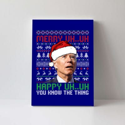 Santa Joe Biden Merry Uh Uh Christmas Ugly Sweater Gift Canvas