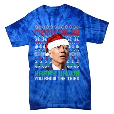 Santa Joe Biden Merry Uh Uh Christmas Ugly Sweater Gift Tie-Dye T-Shirt