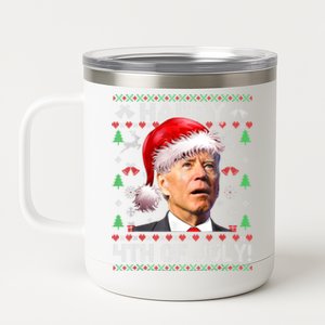 Santa Joe Biden Happy 4th Of July Ugly Christmas Meaningful Gift 12 oz Stainless Steel Tumbler Cup