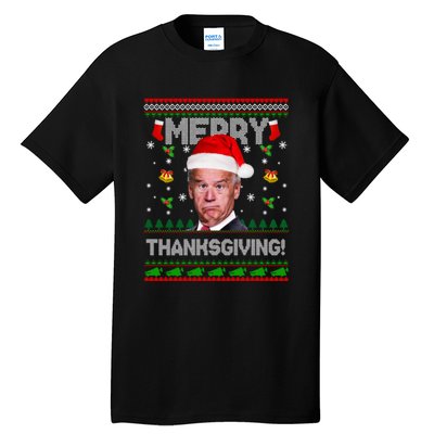 Santa Joe Biden Merry Thanksgiving Ugly Christmas Tall T-Shirt