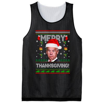 Santa Joe Biden Merry Thanksgiving Ugly Christmas Mesh Reversible Basketball Jersey Tank