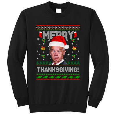 Santa Joe Biden Merry Thanksgiving Ugly Christmas Tall Sweatshirt