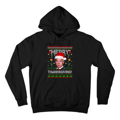 Santa Joe Biden Merry Thanksgiving Ugly Christmas Tall Hoodie