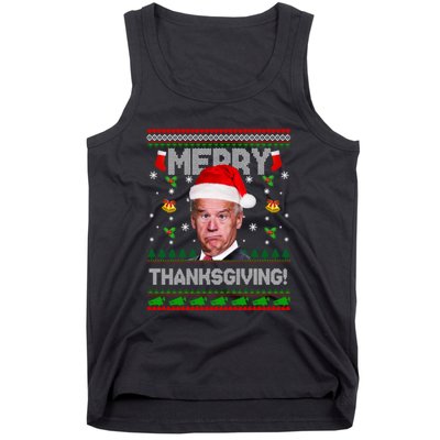 Santa Joe Biden Merry Thanksgiving Ugly Christmas Tank Top