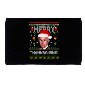 Santa Joe Biden Merry Thanksgiving Ugly Christmas Microfiber Hand Towel