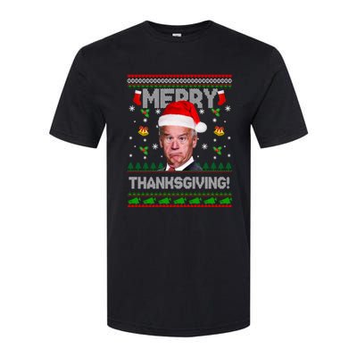 Santa Joe Biden Merry Thanksgiving Ugly Christmas Softstyle CVC T-Shirt