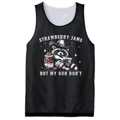 Strawberry Jams But My Gun Dont Raccoon Feral Silly Unhinged Mesh Reversible Basketball Jersey Tank