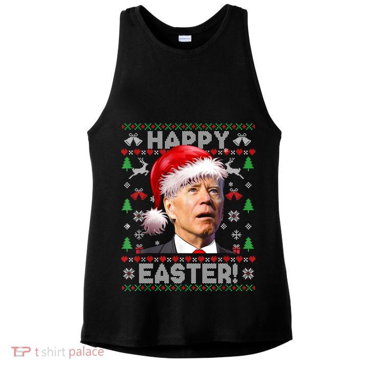 Santa Joe Biden Happy Easter Ugly Christmas Sweater Ladies PosiCharge Tri-Blend Wicking Tank