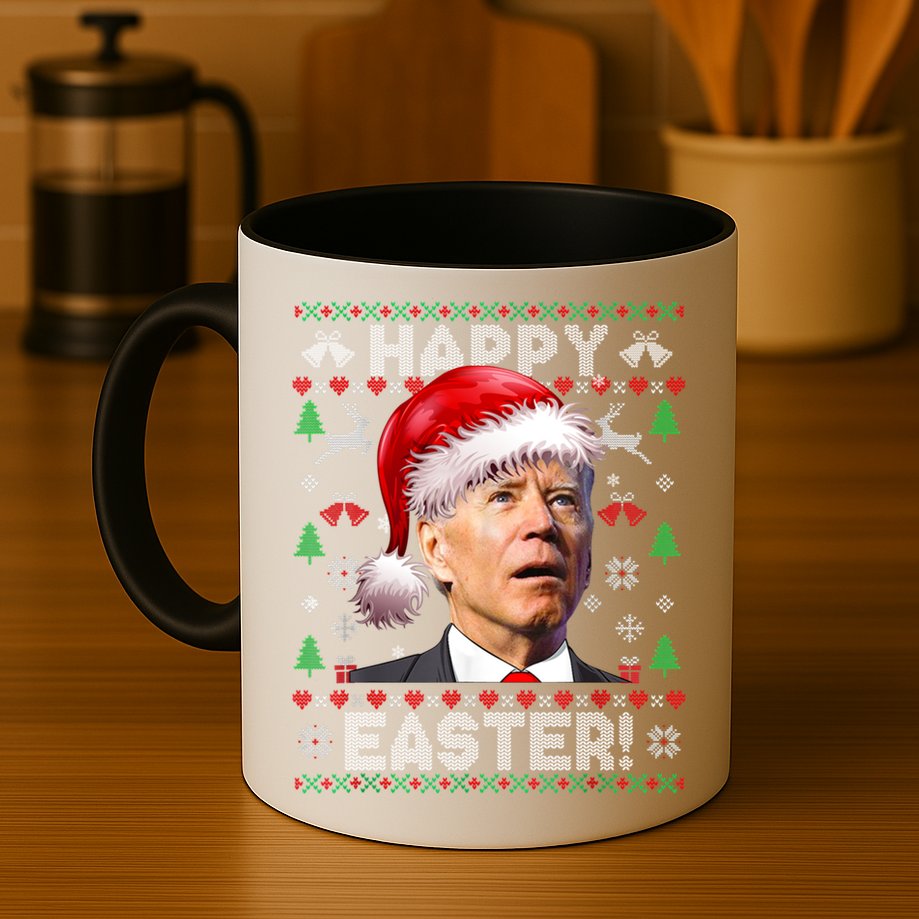 Santa Joe Biden Happy Easter Ugly Christmas Sweater Mug