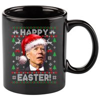 Santa Joe Biden Happy Easter Ugly Christmas Sweater 11oz C Handle Ceramic Mug