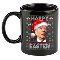 Santa Joe Biden Happy Easter Ugly Christmas Sweater 11oz C Handle Ceramic Mug