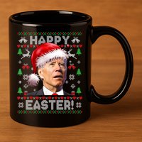 Santa Joe Biden Happy Easter Ugly Christmas Sweater 11oz C Handle Ceramic Mug