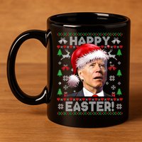 Santa Joe Biden Happy Easter Ugly Christmas Sweater 11oz C Handle Ceramic Mug