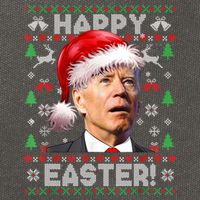 Santa Joe Biden Happy Easter Ugly Christmas Sweater Cotton Canvas Backpack