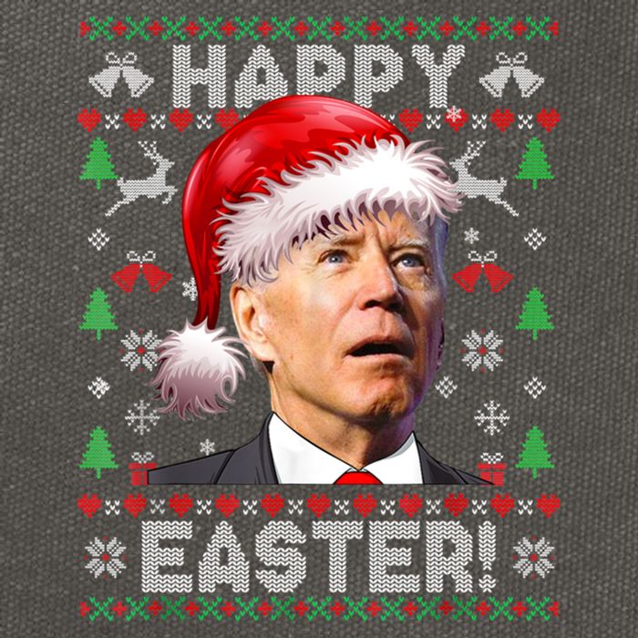 Santa Joe Biden Happy Easter Ugly Christmas Sweater Cotton Canvas Backpack