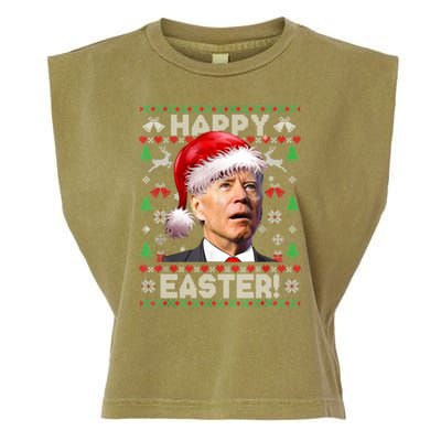 Santa Joe Biden Happy Easter Ugly Christmas Sweater Garment-Dyed Women's Muscle Tee