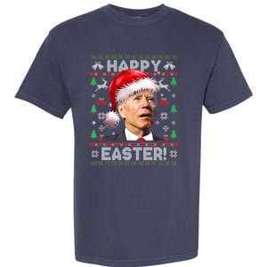 Santa Joe Biden Happy Easter Ugly Christmas Sweater Garment-Dyed Heavyweight T-Shirt